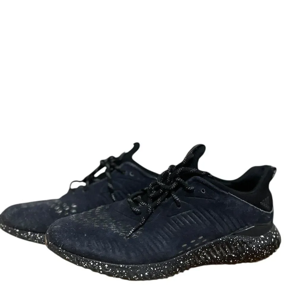Adidas AlphaBounce Core Black Speckle Suede Athletic Sneakers Men's Sz 12